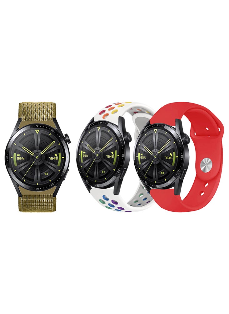 Perfii 3pcs Watchband Bundle Compatible with all Samsung, Huawei, Amazfit, Fitbit and Honor with 22mm band size  - Image 1
