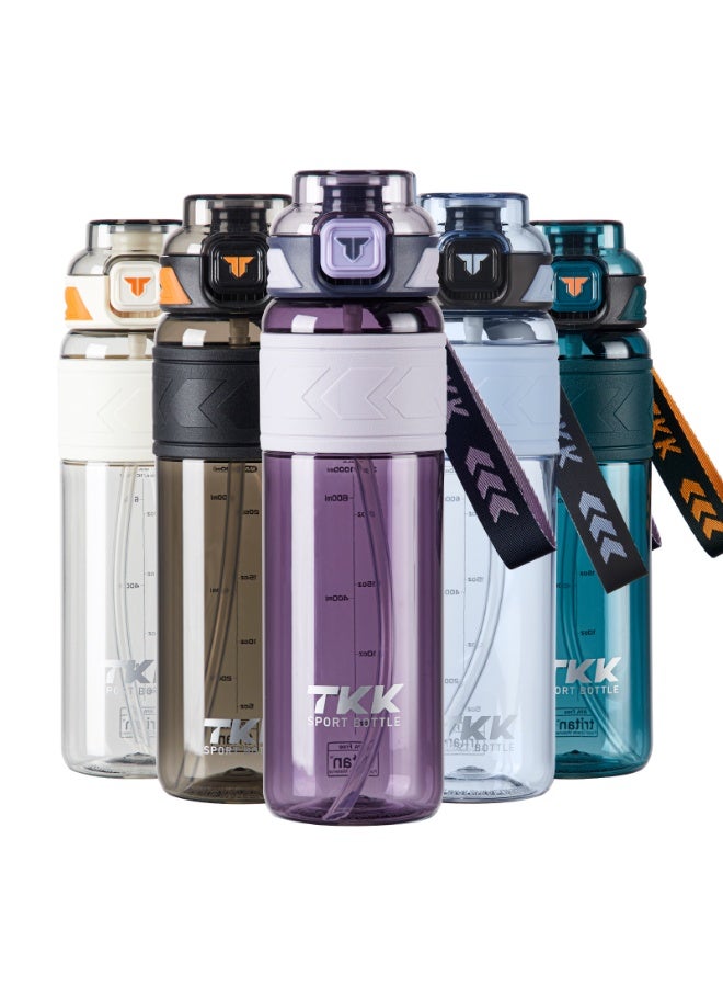 TKK 1000ml Tritan Plastic Water Bottle with Straw and BPA Free with Rope Easy to Carry | Purple - Image 2