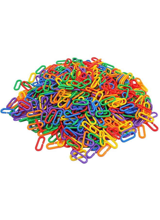 Generic 100 Pcs Plastic Hooks Chain Links Mix Color Rainbow DIY C-Clips Chains Hooks Swing Climbing Cage Toys for Small Pet Rat Parrot Bird  - Image 1