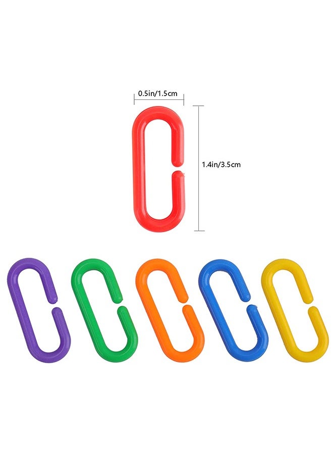 Generic 100 Pcs Plastic Hooks Chain Links Mix Color Rainbow DIY C-Clips Chains Hooks Swing Climbing Cage Toys for Small Pet Rat Parrot Bird  - Image 2