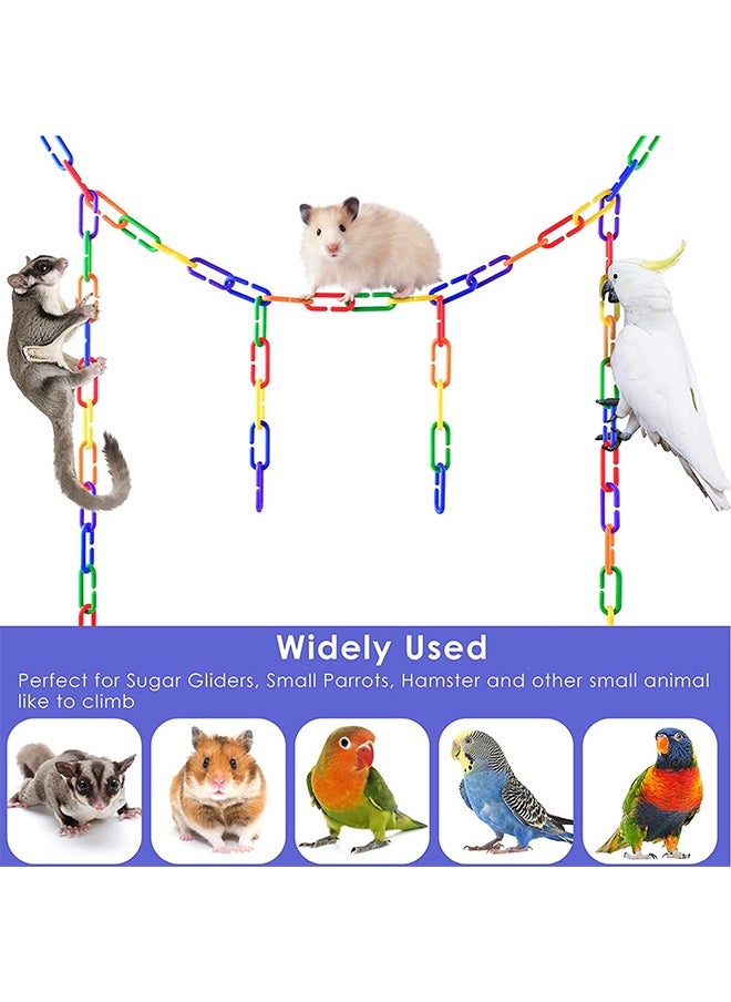 Generic 100 Pcs Plastic Hooks Chain Links Mix Color Rainbow DIY C-Clips Chains Hooks Swing Climbing Cage Toys for Small Pet Rat Parrot Bird  - Image 3