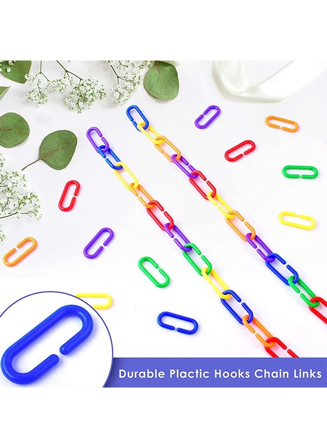 Generic 100 Pcs Plastic Hooks Chain Links Mix Color Rainbow DIY C-Clips Chains Hooks Swing Climbing Cage Toys for Small Pet Rat Parrot Bird  - Image 5