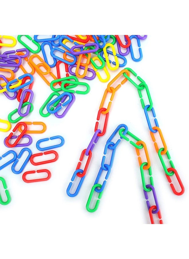 Generic 100 Pcs Plastic Hooks Chain Links Mix Color Rainbow DIY C-Clips Chains Hooks Swing Climbing Cage Toys for Small Pet Rat Parrot Bird  - Image 4