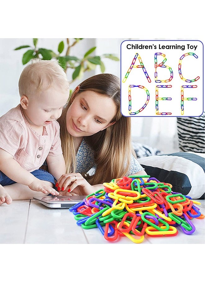 Generic - 100 Pcs Plastic Hooks Chain Links Mix Color Rainbow DIY C-Clips Chains Hooks Swing Climbing Cage Toys for Small Pet Rat Parrot Bird - Image 1