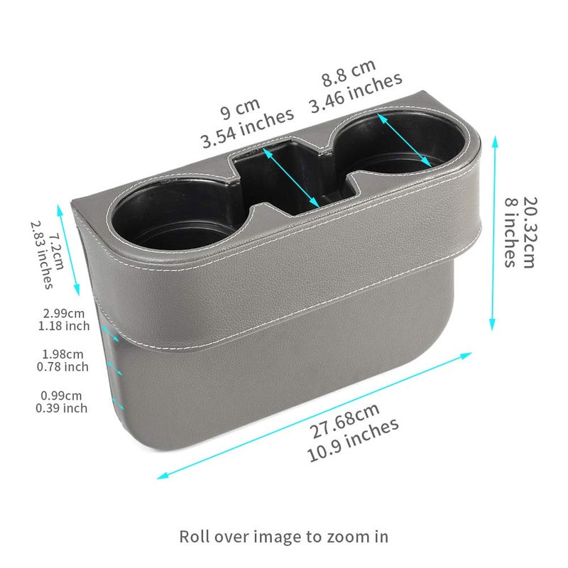 ATMOMO Gray Multifunctional Car Cup Holder Car Seat Organizer Gap Filler Bottle Phone Storage Organizer - Image 2