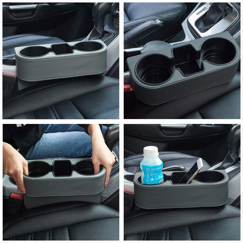 ATMOMO Gray Multifunctional Car Cup Holder Car Seat Organizer Gap Filler Bottle Phone Storage Organizer - Image 3