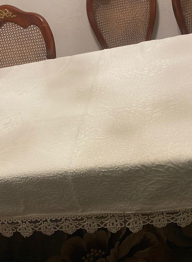 مفرش طاولة مستطيل الشكل مصنوع من  قماش الكتان التركي بالنقش البارز - Image 2