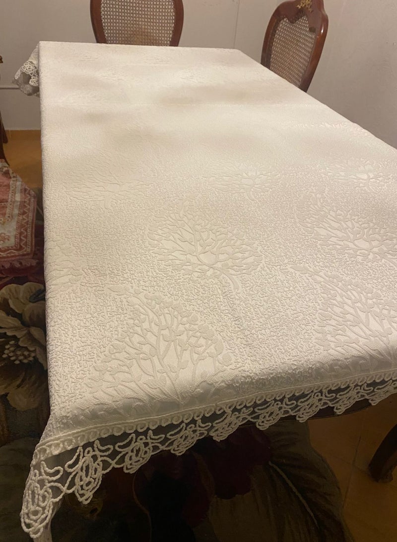 مفرش طاولة مستطيل الشكل مصنوع من  قماش الكتان التركي بالنقش البارز - Image 1