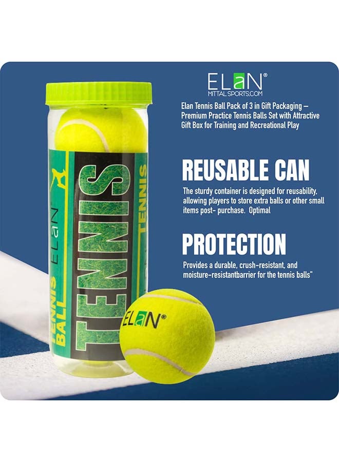 Elan Tennis Ball Pack of 3 in Gift Packaging – Premium Practice Tennis Balls Set with Attractive Gift Box for Training and Recreational Play - Image 5