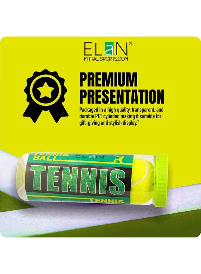 Elan Tennis Ball Pack of 3 in Gift Packaging – Premium Practice Tennis Balls Set with Attractive Gift Box for Training and Recreational Play - Image 2