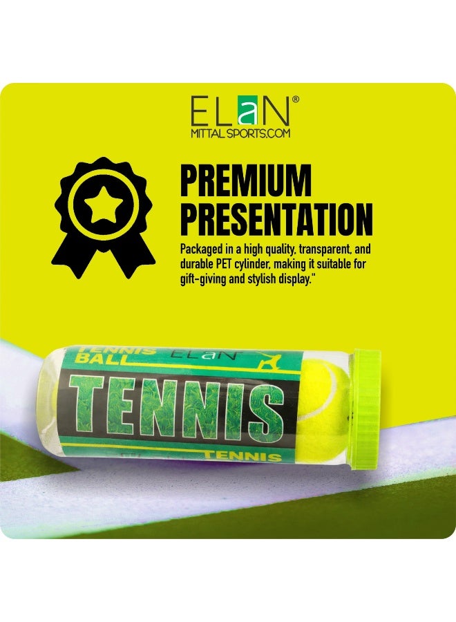 Elan Tennis Ball Pack of 3 in Gift Packaging – Premium Practice Tennis Balls Set with Attractive Gift Box for Training and Recreational Play - Image 2