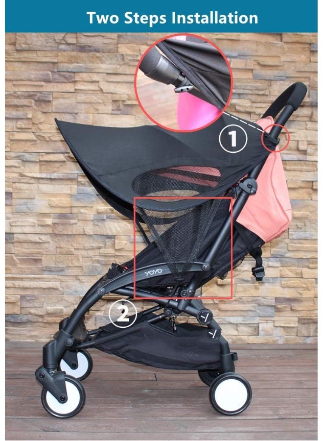 ROMIRUS Sunshade Extension, Stroller Sunshade Canopy Attachment Compatible with YOYO Strollers for Stroller Sun Protection - Image 5