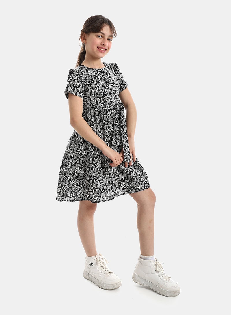 Andora Crew Neck Patterned Dress - Image 2