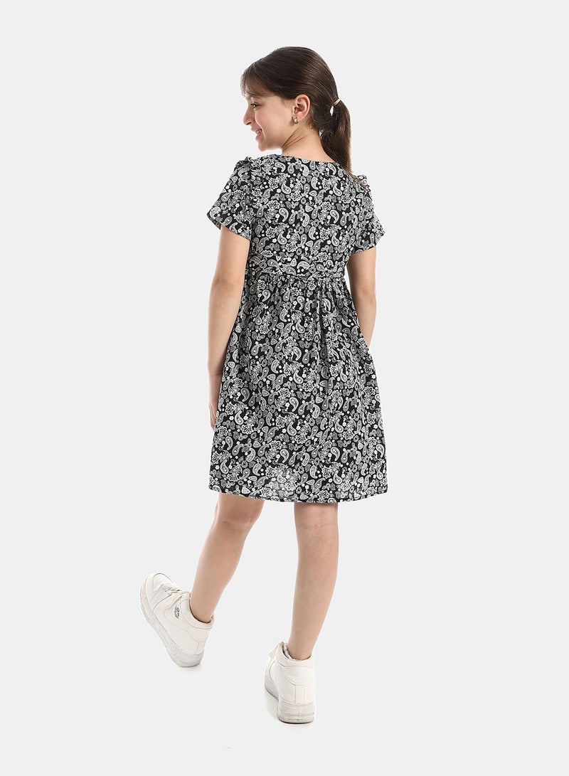Andora Crew Neck Patterned Dress - Image 3