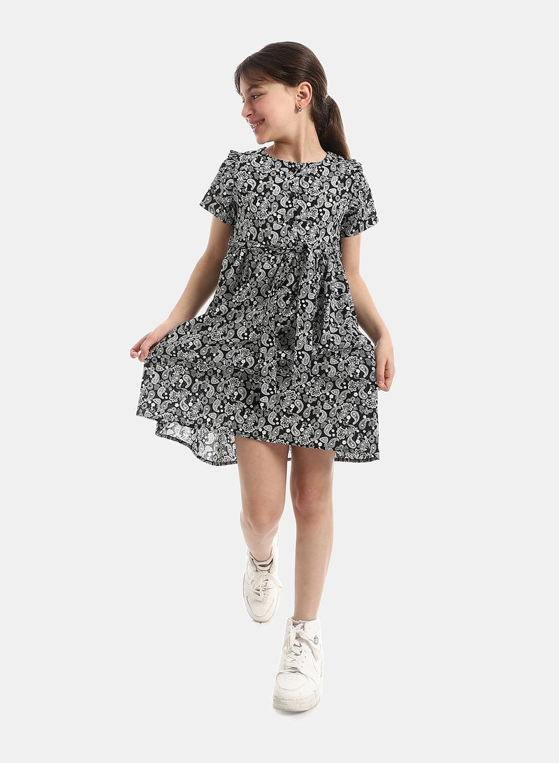 Andora Crew Neck Patterned Dress - Image 1