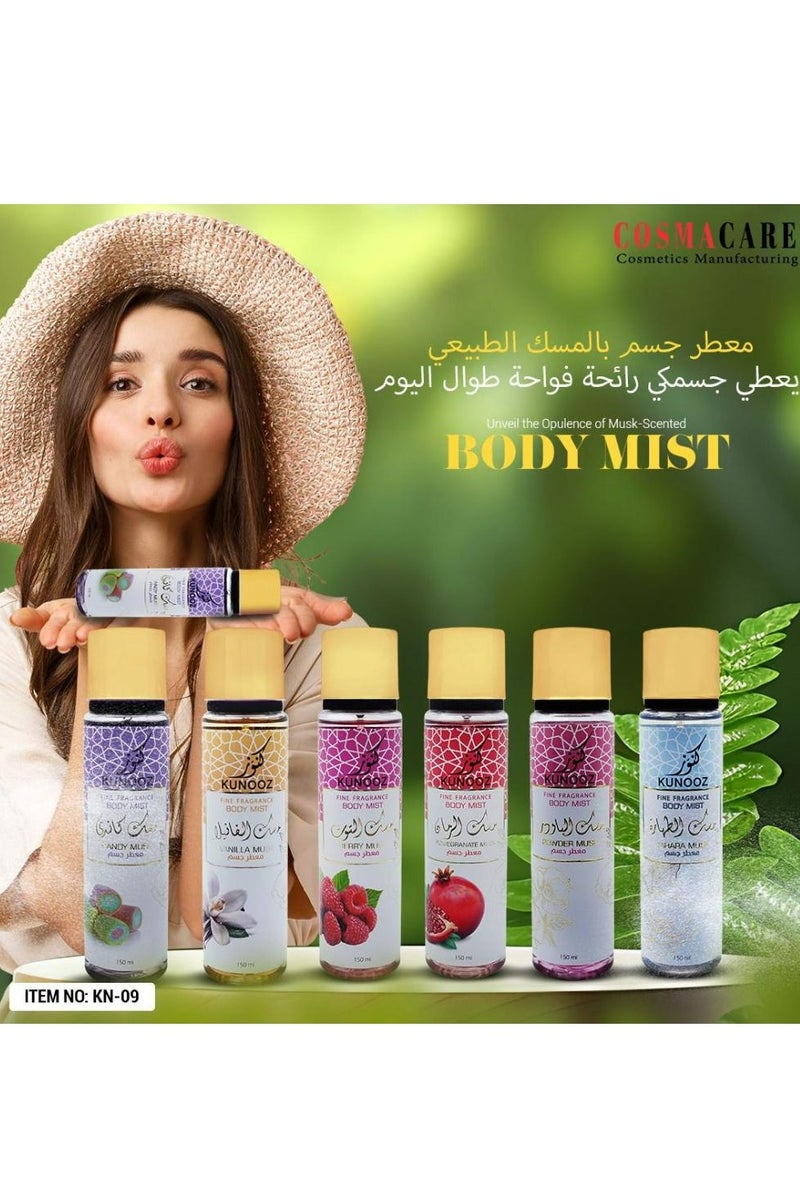 KUNOOZ Fine Fragrance Body Mist Powder Musk 150 ML - Image 2