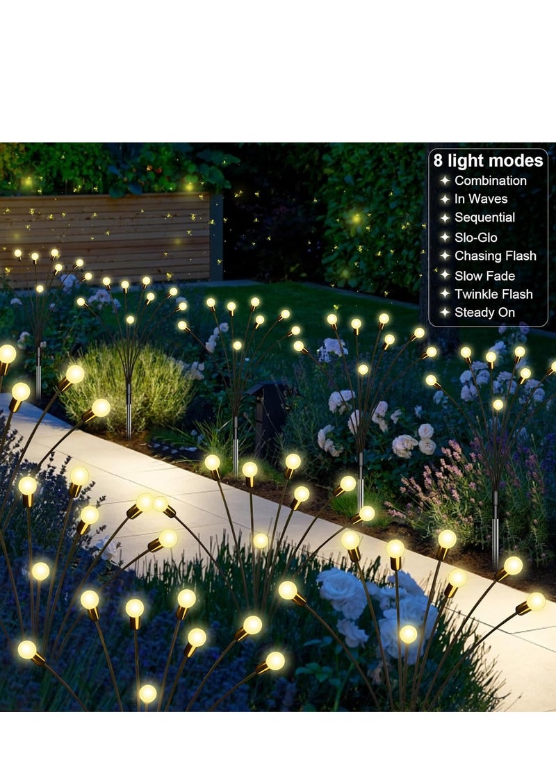 مجموعة من 2 مصباح حديقة يعمل بالطاقة الشمسية للاستخدام الخارجي، 6 مصابيح LED متأرجحة تعمل بالطاقة الشمسية، تتأرجح مع الرياح، مصابيح خارجية مقاومة للماء تعمل بالطاقة الشمسية لتزيين الفناء والمسار (أبيض دافئ) - Image 5
