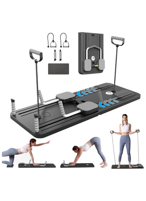 Pilates Reformer Machine with Timer, Foldable Pilates Machine for Home Use and Gym Workout, 4 in 1 Pilates Board, Suitable for Advanced and Beginners Users