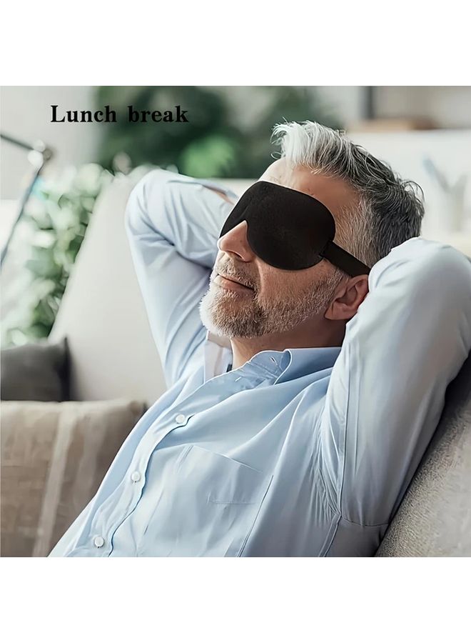 قناع النوم ثلاثي الأبعاد الأسود المضاد للتوهج للسفر واليوجا والتأمل خفيف الوزن ومريح - Image 4