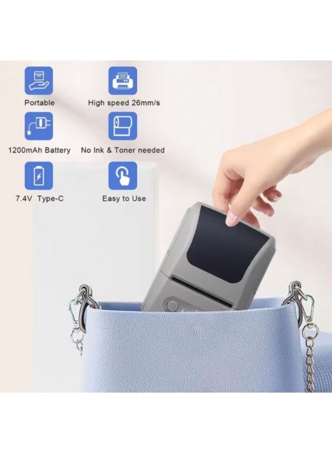 BlueFire Mini Label Printer Machine | Portable Thermal Label & Receipt Printer | Bluetooth Connection | Inkless Printing | Compatible with Android, iOS & PC | Rechargeable 1200mAh Battery | 57mm Paper Width | Compact Wireless Label Maker for Home, Office, School & Small Business | Easy Organization & Clear Printing - Image 4