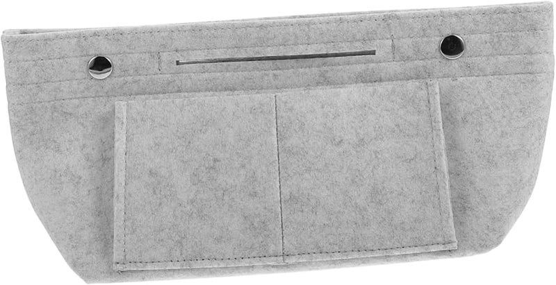 Grey Multi Function Felt Makeup Bag Large Capacity Organizer With Multiple Pockets For Travel And Daily Use - Image 1