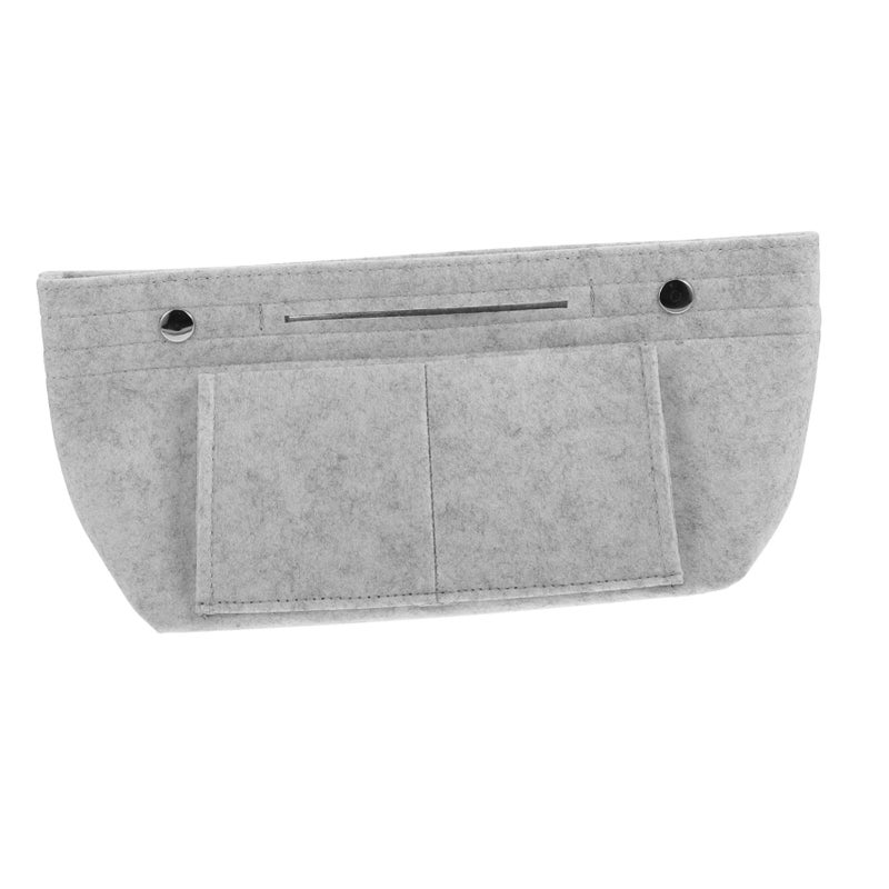 Grey Multi Function Felt Makeup Bag Large Capacity Organizer With Multiple Pockets For Travel And Daily Use - Image 2