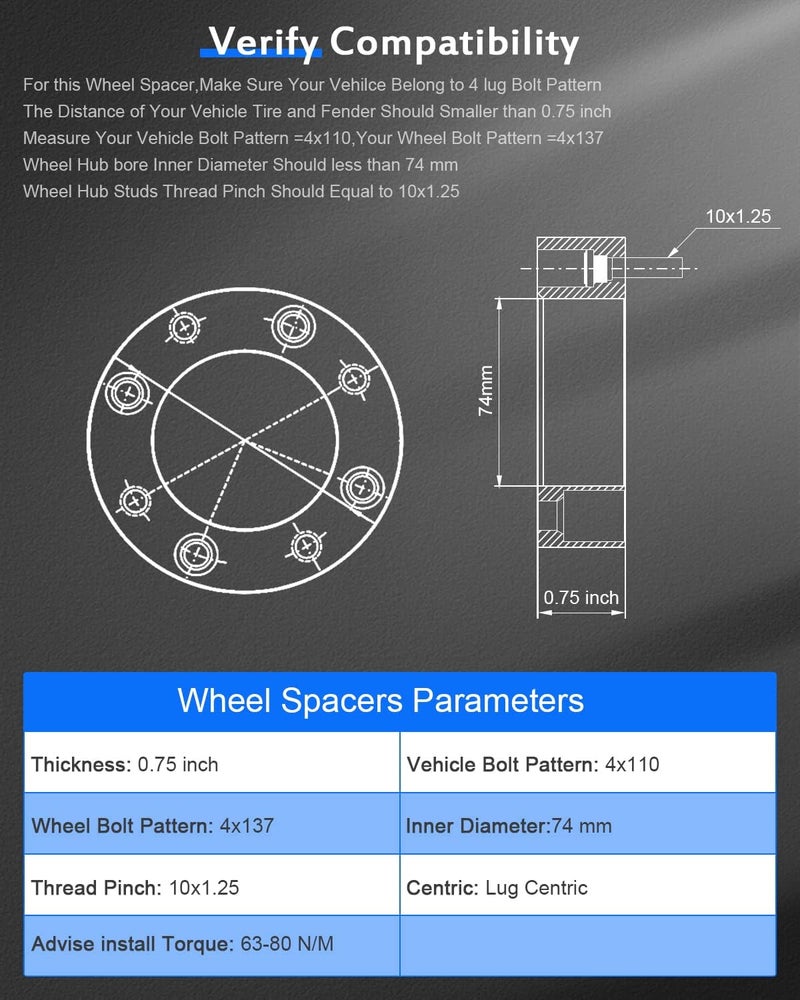ECCPP 4PCS 20mm Wheel Spacers Adapters 4x110 to 4x137 for Honda Foreman 450 400 500 - Image 4