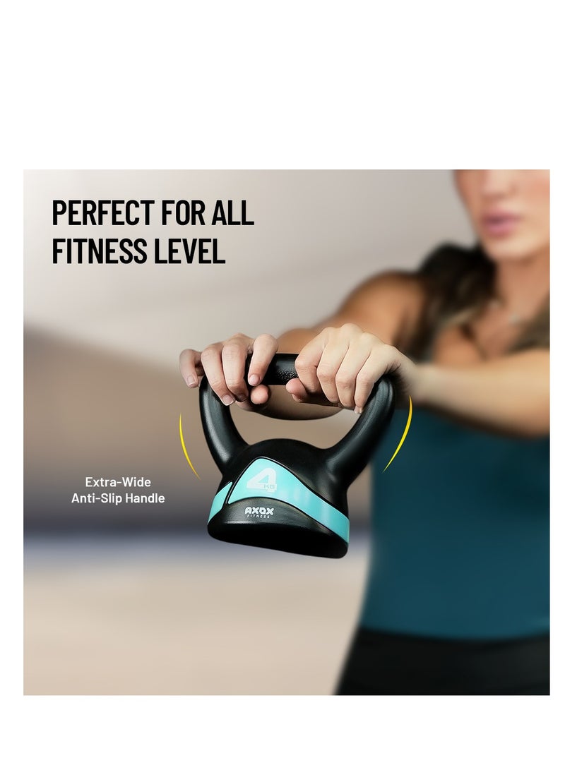 أكسوكس فيتنيس كرة الحديد 4 كجم - مغلفة بالفينيل، متينة، قاعدة مسطحة، قبضة واسعة للقوة، الكارديو وتمارين المنزل - Image 2