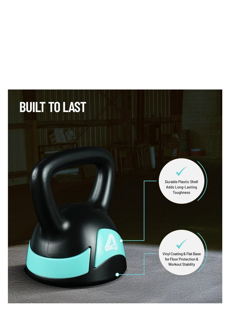 أكسوكس فيتنيس كرة الحديد 4 كجم - مغلفة بالفينيل، متينة، قاعدة مسطحة، قبضة واسعة للقوة، الكارديو وتمارين المنزل - Image 3