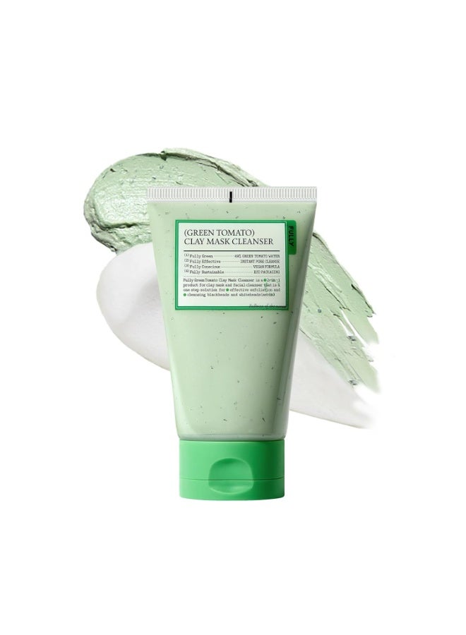 Fully Green Tomato Clay Mask Cleanser, Cardi B’s Pore Mask Pick for 2-Minute Pore Detox, Blackhead&Sebum Control, 49% Green Tomato Extract, Vegan Fragrance-Free Korean Skincare, 4.05 fl oz - Image 1