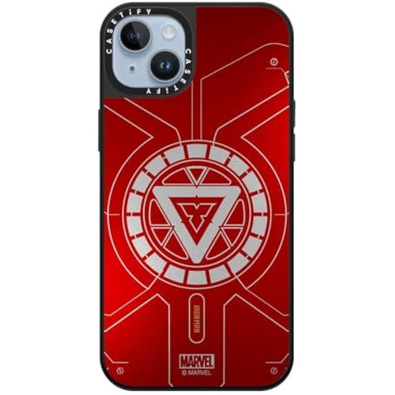 Casetify Mirror iPhone 14 Plus Case 【Iron Man Co-Lab/Reflective / 4.9ft Drop Protection/Compatible with Magsafe】 - Arc Reactor - Silver on Black - Image 3