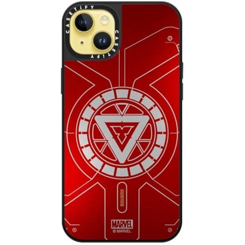 Casetify Mirror iPhone 14 Plus Case 【Iron Man Co-Lab/Reflective / 4.9ft Drop Protection/Compatible with Magsafe】 - Arc Reactor - Silver on Black - Image 2