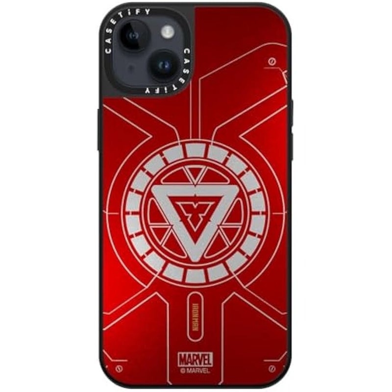 Casetify Mirror iPhone 14 Plus Case 【Iron Man Co-Lab/Reflective / 4.9ft Drop Protection/Compatible with Magsafe】 - Arc Reactor - Silver on Black - Image 4