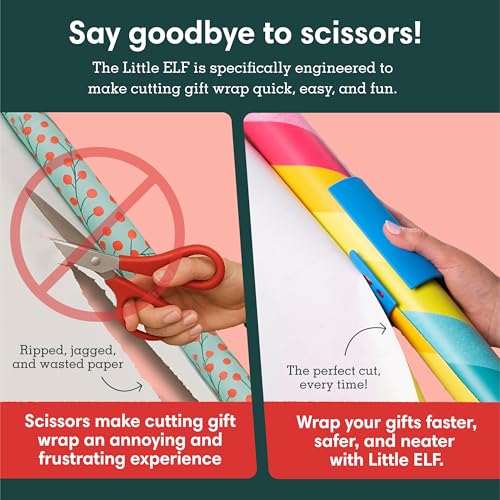 Little ELF Wrapping Paper Cutter (2-Pack), As seen on Shark Tank, Christmas Wrapping Paper Cutter, Made in USA, Holiday Gift Wrap Cutter Tool, - Image 3