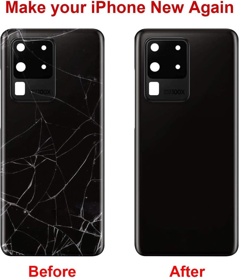 Perzework استبدال زجاج خلفي لجهاز سامسونج جالاكسي S20 ألترا مع مجموعة أدوات الإصلاح (أسود كوني) - Image 5