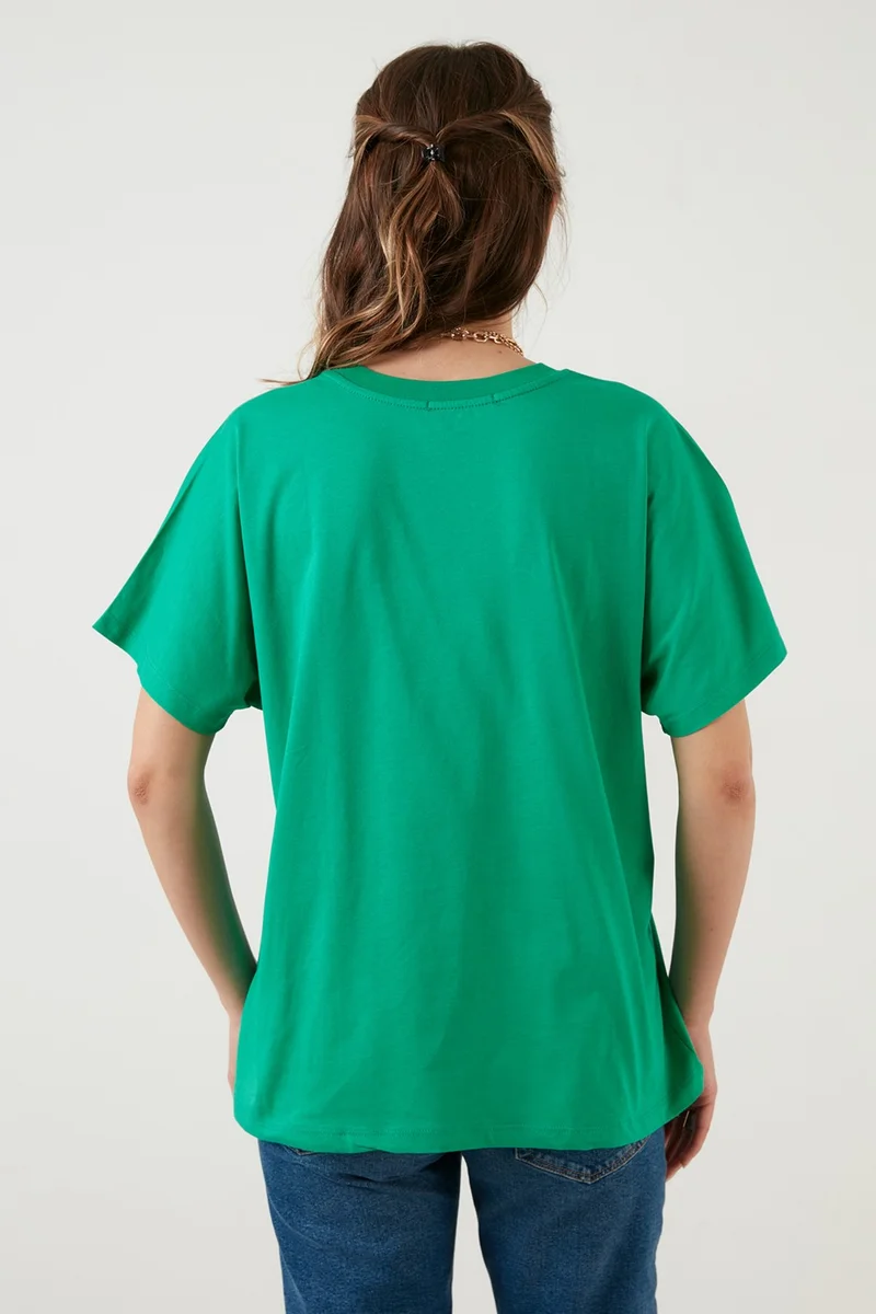 ليلا Oversize 100% Cotton Crew Neck Basic T Shirt Women's T Shirt 5864489