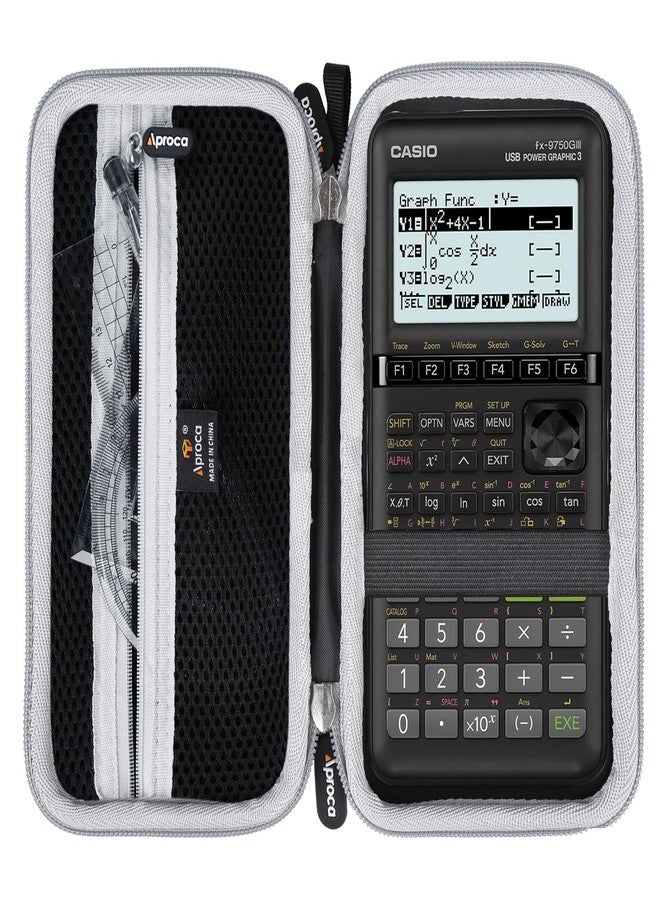 Aproca Case Compatible with Casio fx-9750GIII Standard Graphing Calculator, Portable Storage Bag for Accessories -Black with Grey Zipper (Case Only) - Image 1