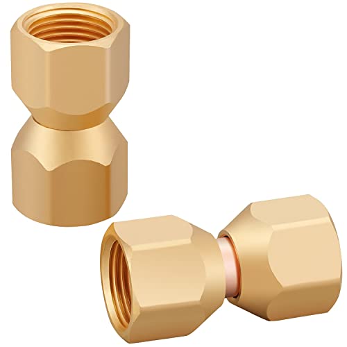 Minimprover 2 PCS Brass 1/2" Female Flare Swivel Adapter, Tube Fitting, Valve Connector - Image 1