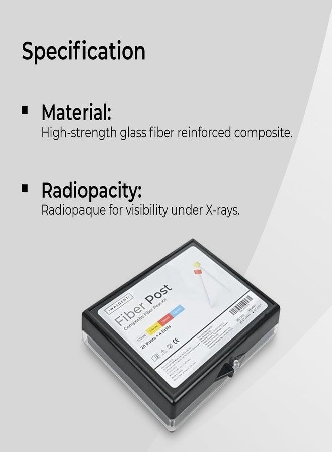 WALDENT طقم دعامات ألياف مركبة معتمة للأشعة من والدنت | طقم دعامات أسنان متعدد الأحجام مع مثاقب | قوة انحناء عالية وشفافية للأشعة | ترميم ما بعد علاج جذور الأسنان | طقم كامل - Image 4