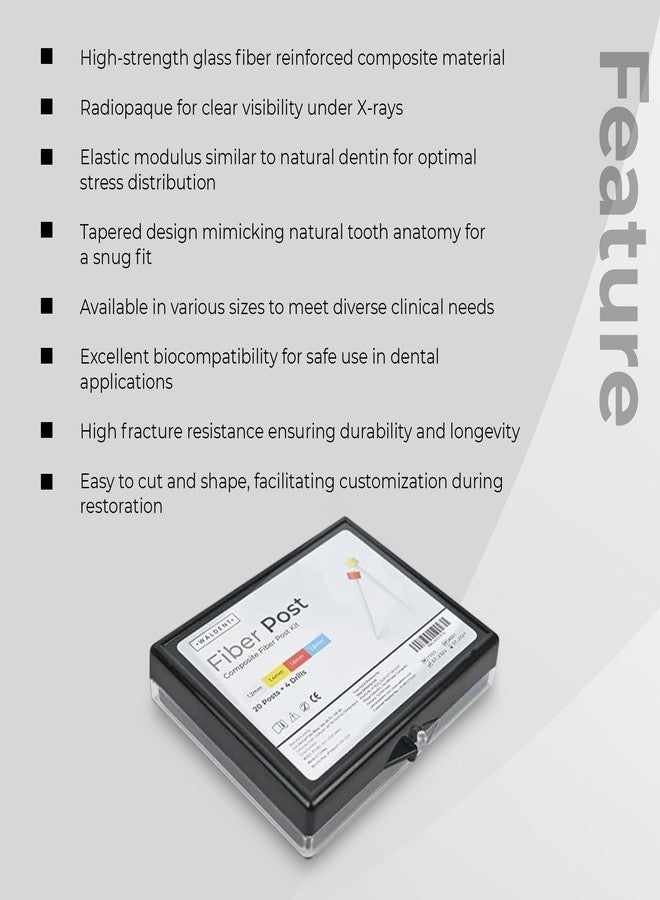 WALDENT طقم دعامات ألياف مركبة معتمة للأشعة من والدنت | طقم دعامات أسنان متعدد الأحجام مع مثاقب | قوة انحناء عالية وشفافية للأشعة | ترميم ما بعد علاج جذور الأسنان | طقم كامل - Image 3
