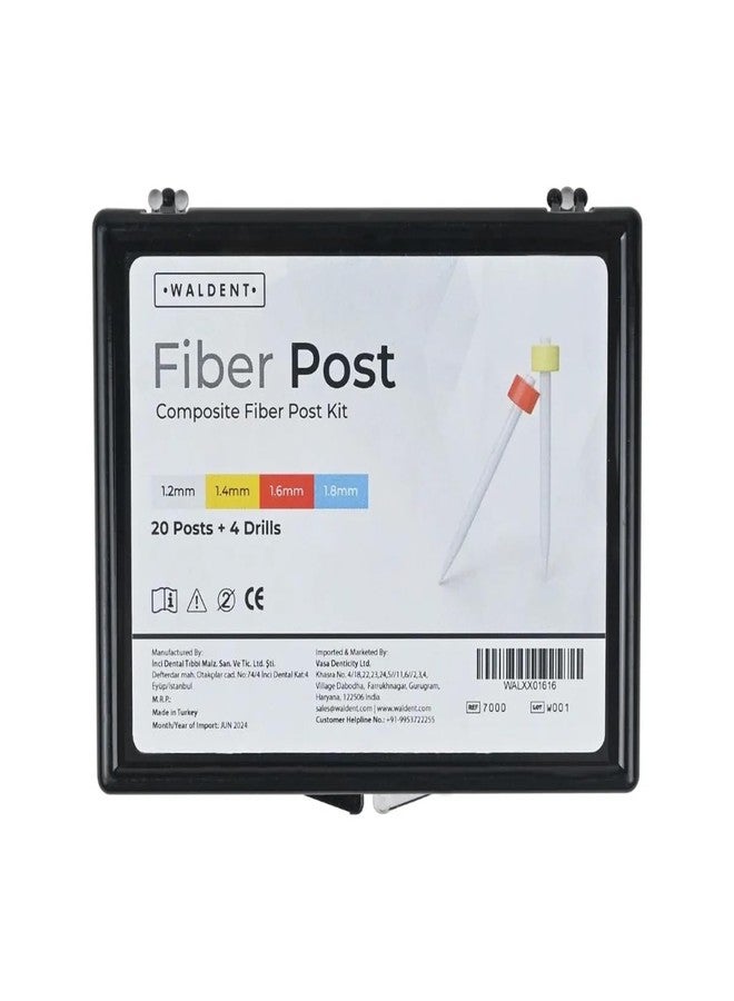 WALDENT طقم دعامات ألياف مركبة معتمة للأشعة من والدنت | طقم دعامات أسنان متعدد الأحجام مع مثاقب | قوة انحناء عالية وشفافية للأشعة | ترميم ما بعد علاج جذور الأسنان | طقم كامل - Image 1
