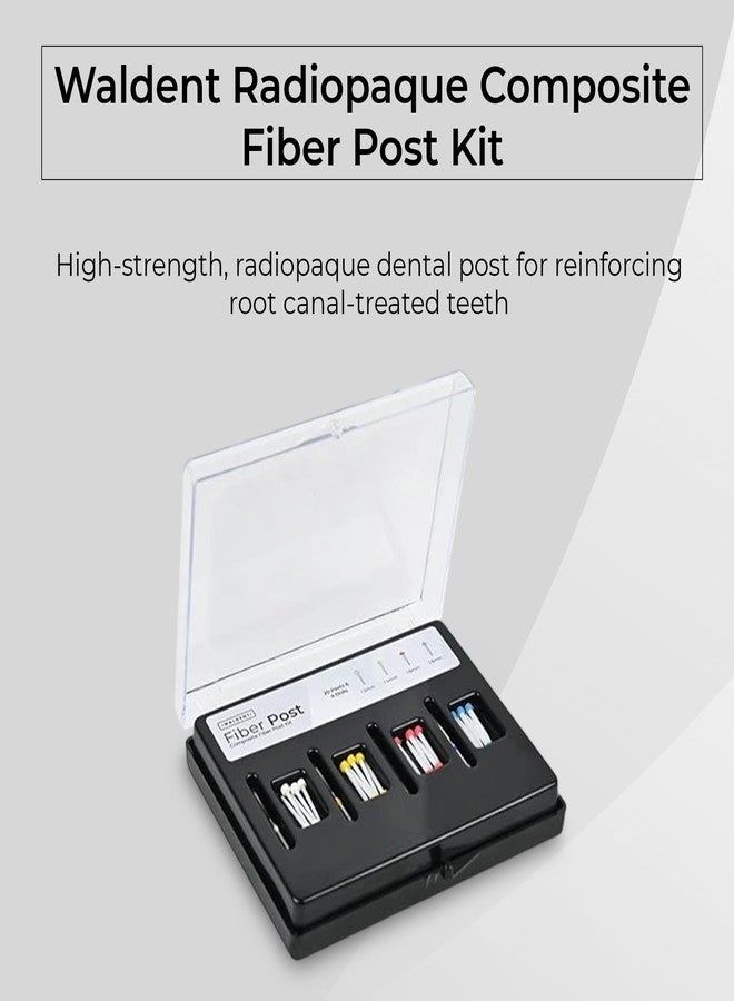 WALDENT طقم دعامات ألياف مركبة معتمة للأشعة من والدنت | طقم دعامات أسنان متعدد الأحجام مع مثاقب | قوة انحناء عالية وشفافية للأشعة | ترميم ما بعد علاج جذور الأسنان | طقم كامل - Image 2