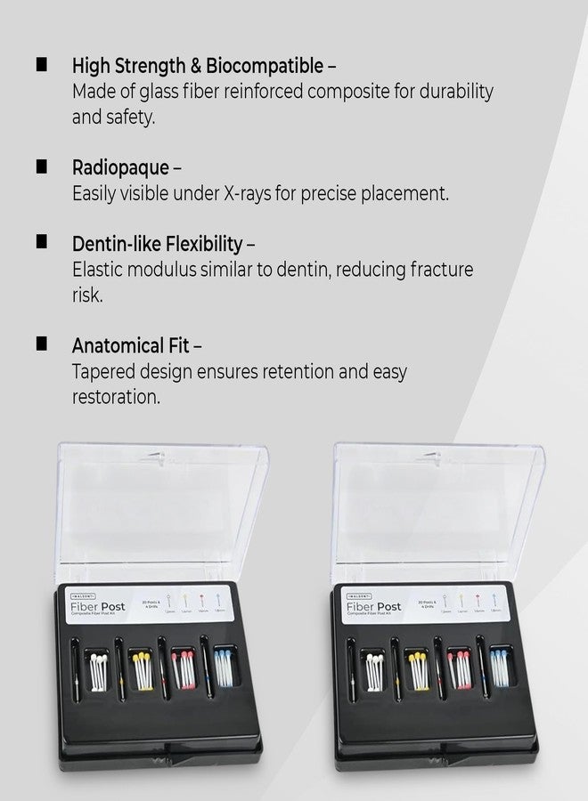 WALDENT طقم دعامات ألياف مركبة معتمة للأشعة من والدنت | طقم دعامات أسنان متعدد الأحجام مع مثاقب | قوة انحناء عالية وشفافية للأشعة | ترميم ما بعد علاج جذور الأسنان | طقم كامل - Image 5