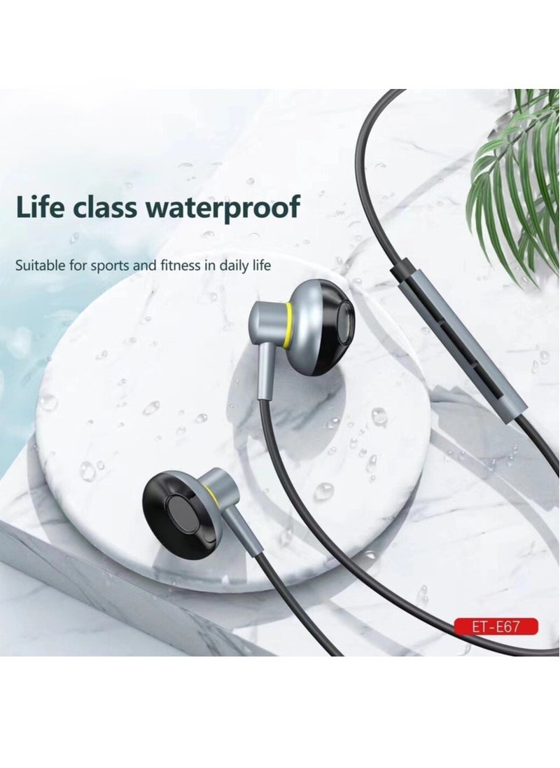 Generic - NEW ET-E67 Lightning Metal Wired Stereo Earphone - High-Quality Sound u0026 Sleek Gray Design - Image 1