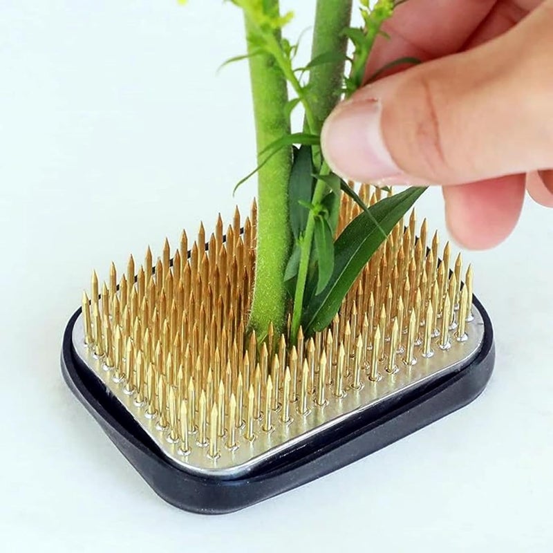 Eggone Brass Flower Frog Rectangle Japanese Ikebana Kenzan Flower Holder Floral Arrangement Metal Pin Frog Flower Arranger Tool - Image 5