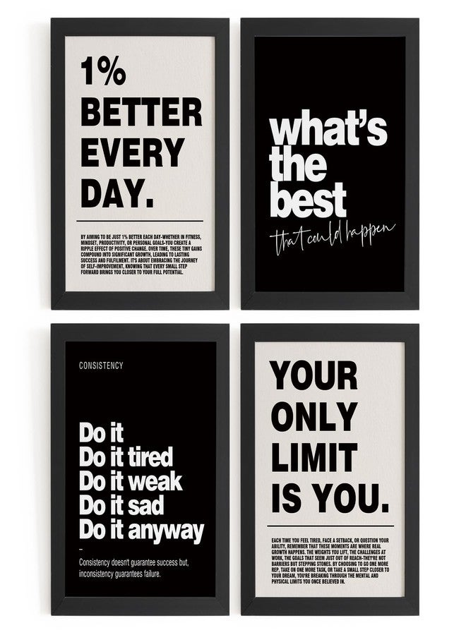 DSHFG Motivational Inspirational Office Wall Art Decor Prints Set of 4, Black Motivational Wall Decor Trendy Retro Posters for Office Home Decor, 8x10 Unframed - Image 1