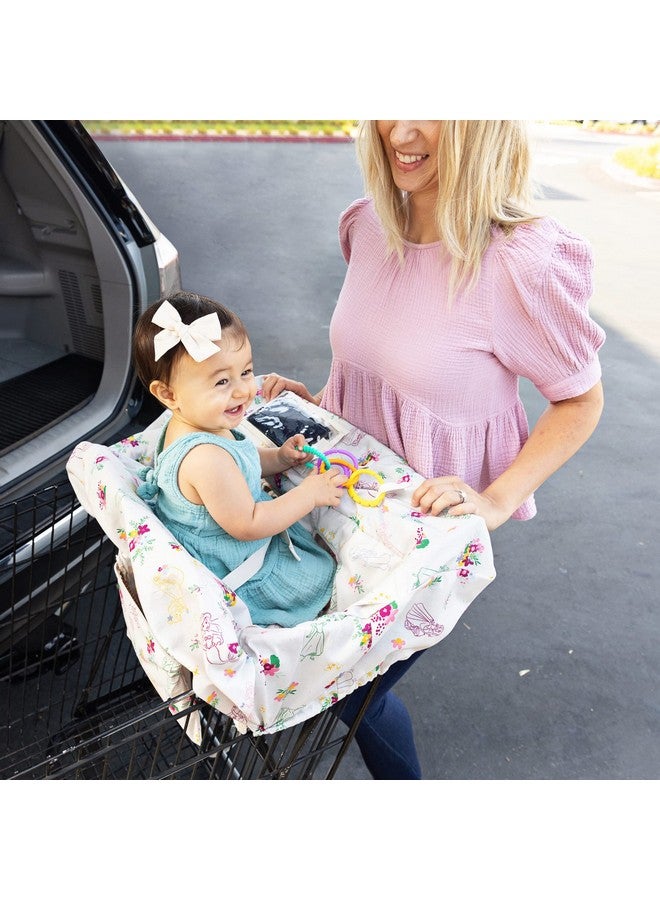 J.L. Childress Disney Baby by J.L. Childress Shopping Cart & High Chair Cover - for Baby, Kids, Toddler, Girl - Phone Holder and Toy Loops - Extra Large, Universal Grocery Cart Cover - Disney Princess  - Image 1