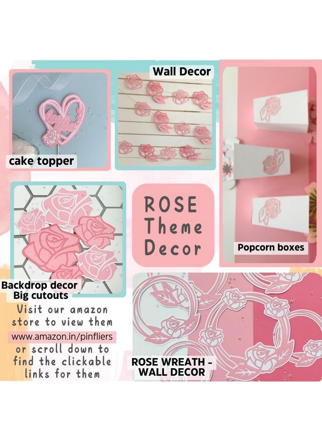 Pinfliers Pinfliers Happy Anniversary/Bridal Shower Decoration Items,Rose Flower Paper Popcorn Box/Tub for Party, 10 pcs, I Love You/Theme Birthday Decoration for Wife/Husband/Women/Adults,Pastel Pink  - Image 3