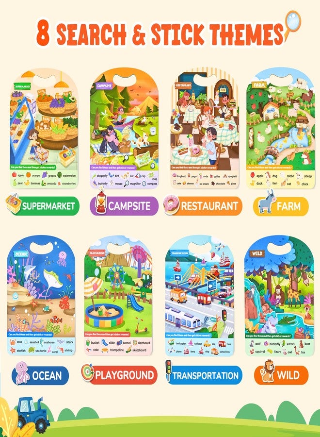 JoyCat Reusable Sticker Book Set (4-Pack), Kids Sticker Activity Books, 120+ Jelly Stickers for Toddlers, Travel Toys for Car Airplane Road Trips, Preschool Educational Learning Gifts for Boys Girls - Image 2