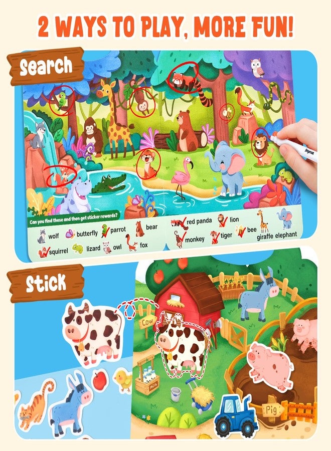 JoyCat Reusable Sticker Book Set (4-Pack), Kids Sticker Activity Books, 120+ Jelly Stickers for Toddlers, Travel Toys for Car Airplane Road Trips, Preschool Educational Learning Gifts for Boys Girls - Image 3